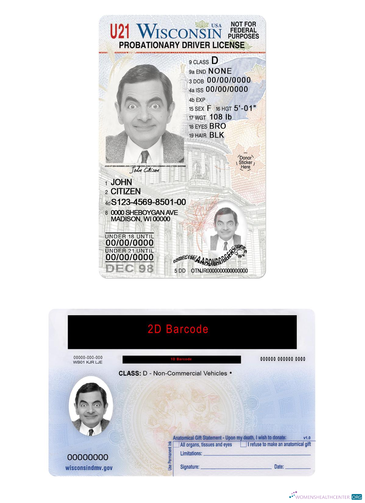 download USA Wisconsin driving license under 21
